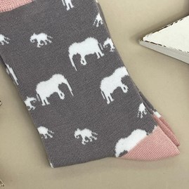 Bamboo Elephants Socks in Grey Bamboo Elephants Socks in Grey
